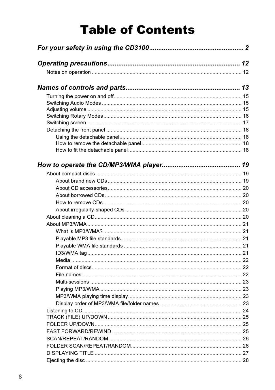 Eclipse - Fujitsu Ten CD3100 User Manual | Page 8 / 215