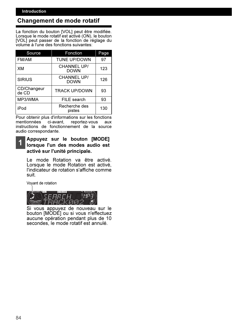 Changement de mode rotatif | Eclipse - Fujitsu Ten CD3100 User Manual | Page 84 / 215