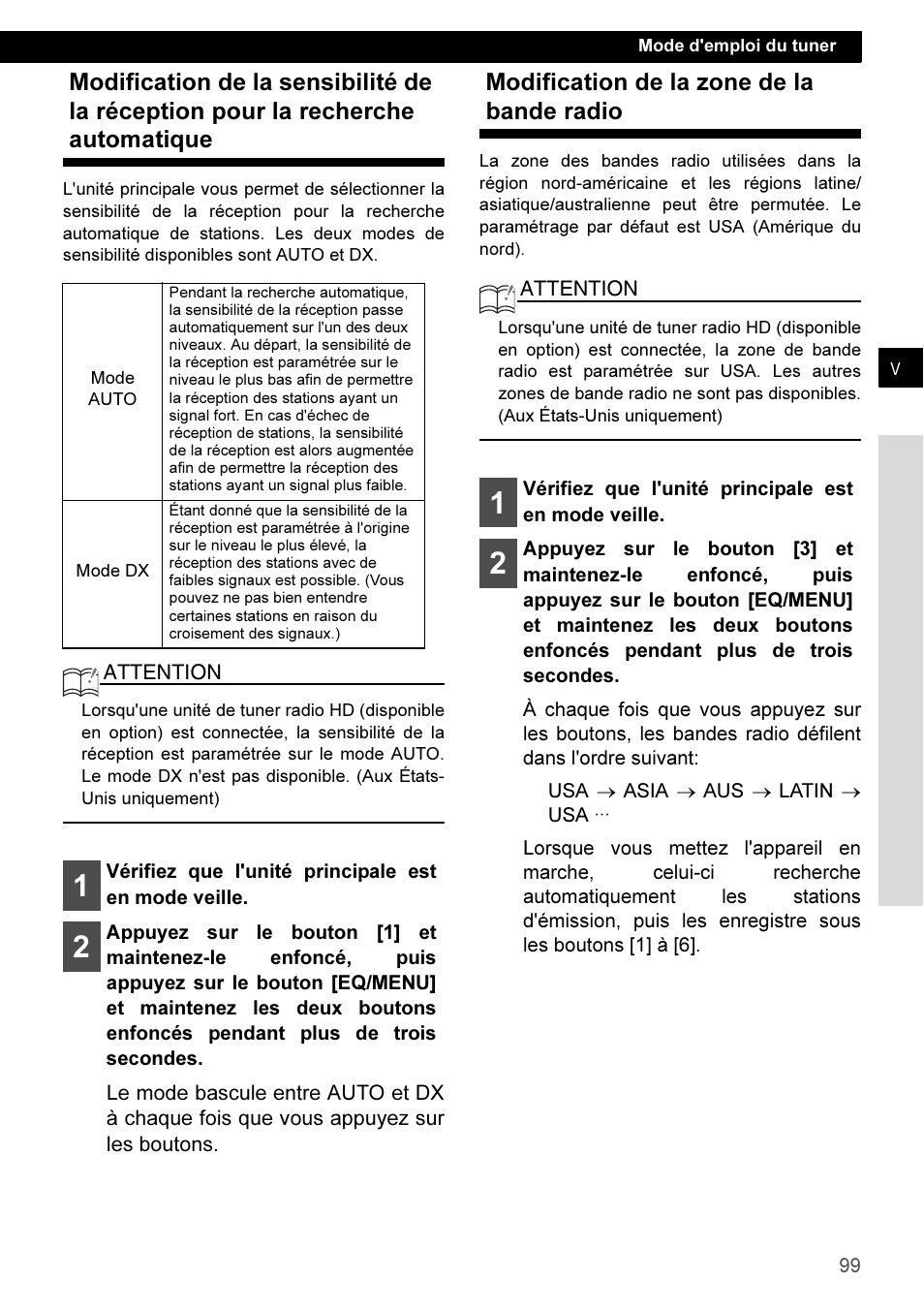 Modification de la zone de la bande radio | Eclipse - Fujitsu Ten CD3100 User Manual | Page 99 / 215