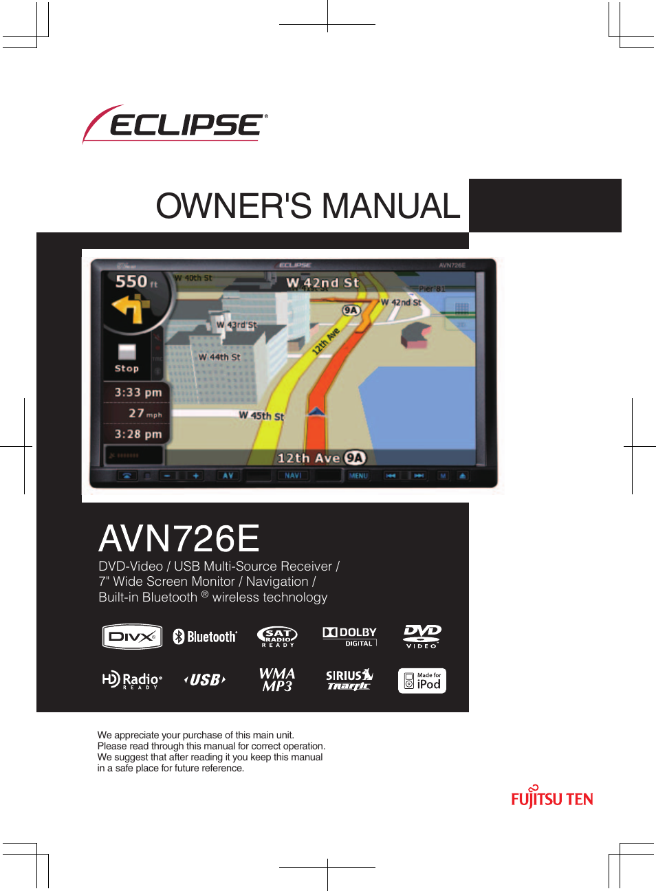 Eclipse - Fujitsu Ten ECLIPSE AVN726E User Manual | 230 pages