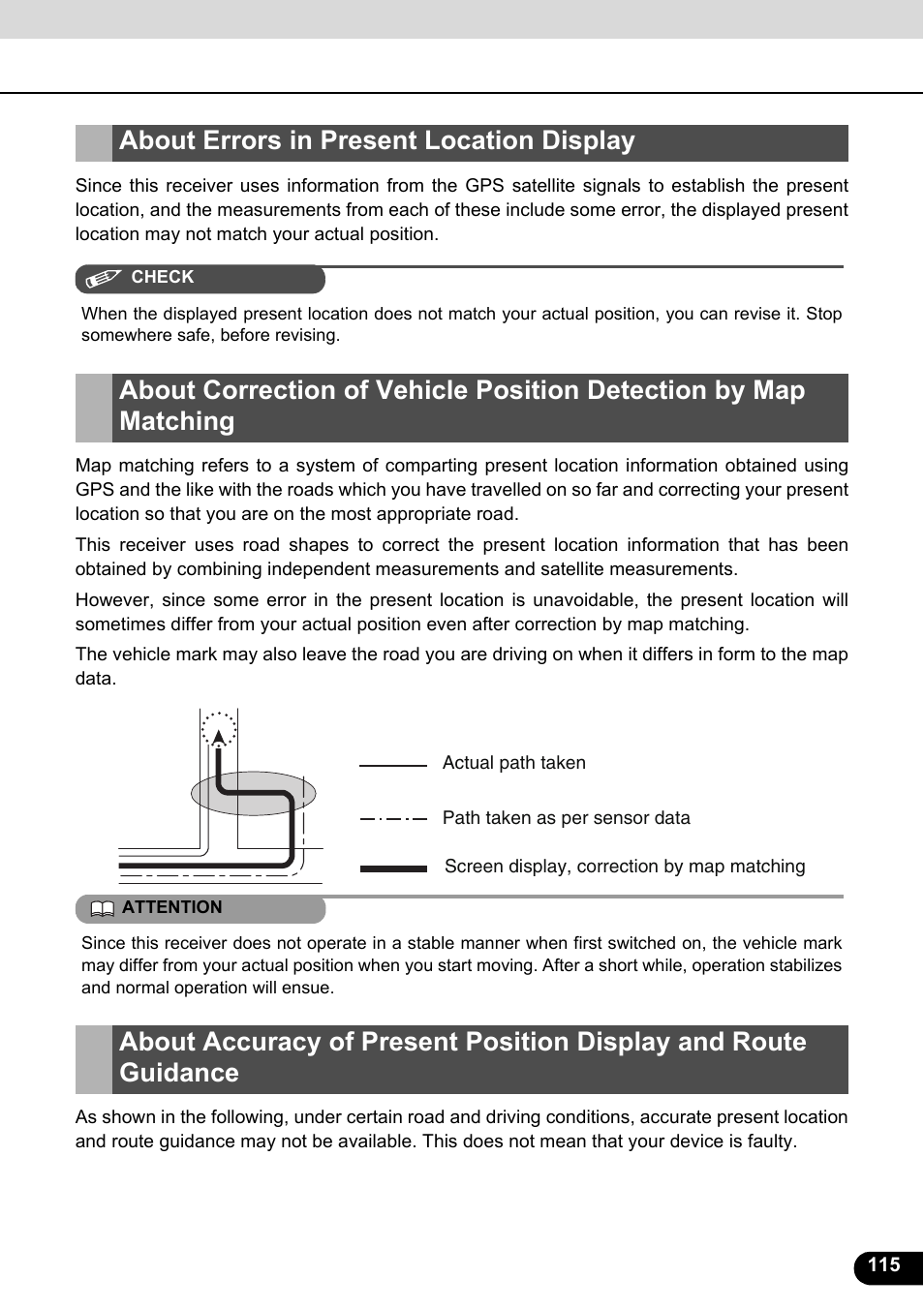About errors in present location display | Eclipse - Fujitsu Ten ECLIPSE AVN726E User Manual | Page 117 / 230