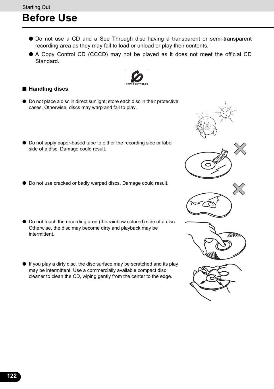 Before use | Eclipse - Fujitsu Ten ECLIPSE AVN726E User Manual | Page 124 / 230