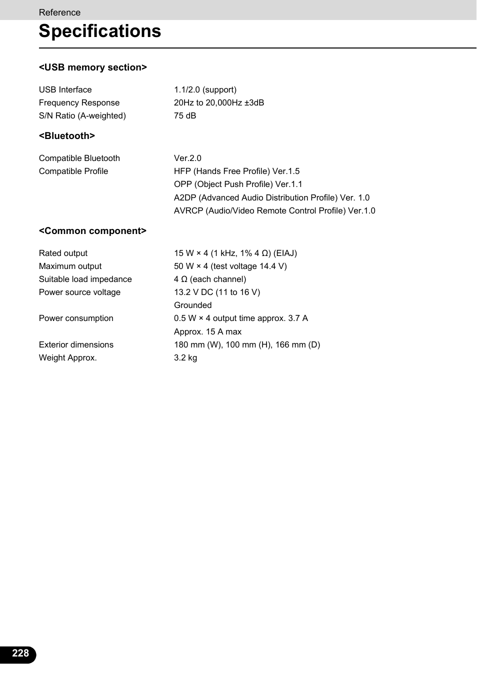 Specifications | Eclipse - Fujitsu Ten ECLIPSE AVN726E User Manual | Page 230 / 230