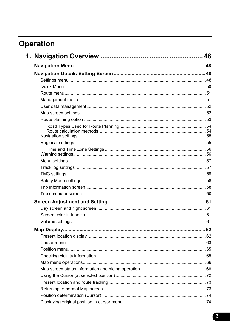 Operation, Navigation overview | Eclipse - Fujitsu Ten ECLIPSE AVN726E User Manual | Page 5 / 230