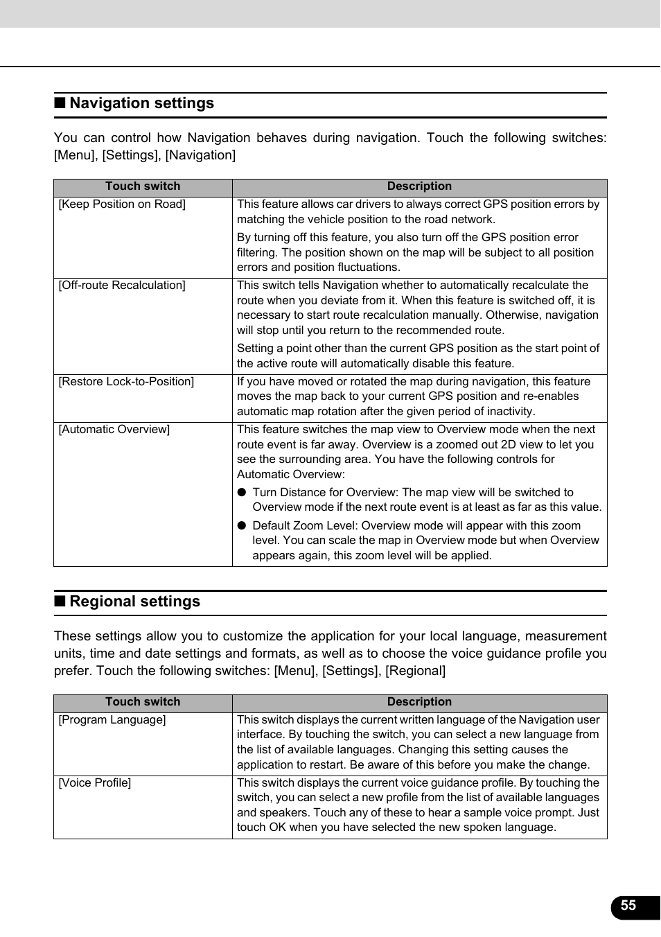 Navigation settings, Regional settings, Navigation settings regional settings | Eclipse - Fujitsu Ten ECLIPSE AVN726E User Manual | Page 57 / 230