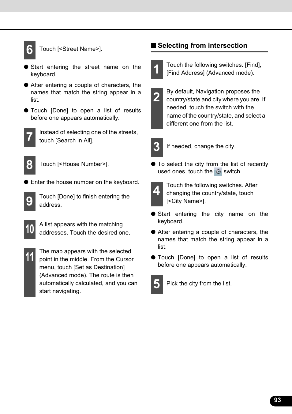 Selecting from intersection | Eclipse - Fujitsu Ten ECLIPSE AVN726E User Manual | Page 95 / 230