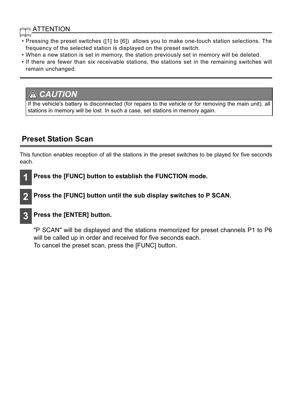 Preset station scan, Caution | Eclipse - Fujitsu Ten AVN2210p User Manual | Page 11 / 42