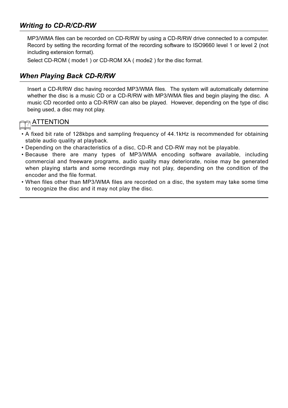 Writing to cd-r/cd-rw, When playing back cd-r/rw | Eclipse - Fujitsu Ten AVN2210p User Manual | Page 17 / 42