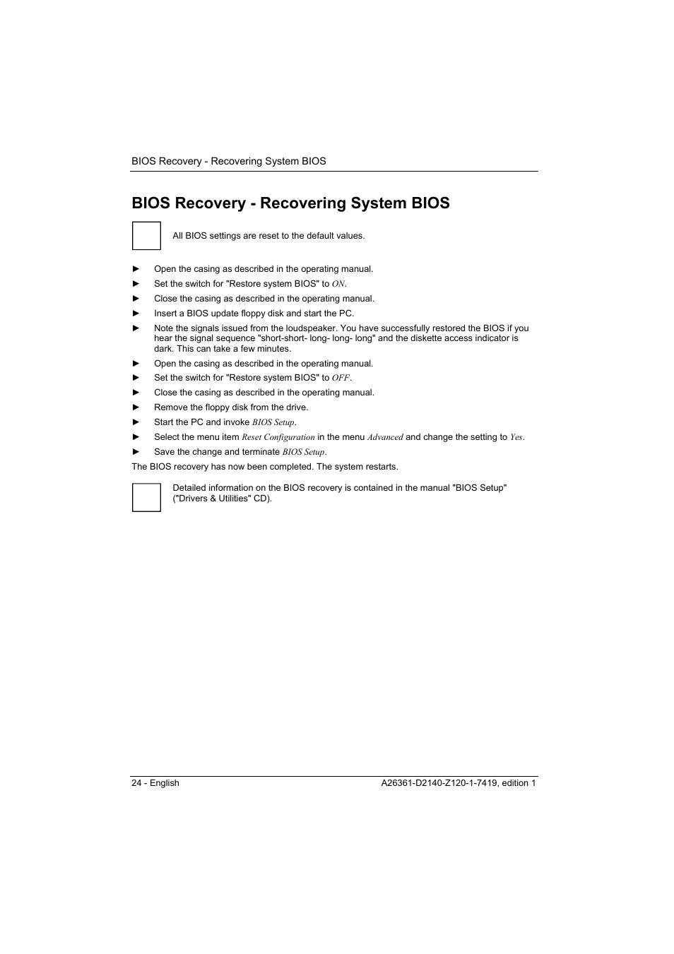 Bios recovery - recovering system bios | Eclipse - Fujitsu Ten Mainboard D2140 User Manual | Page 33 / 40