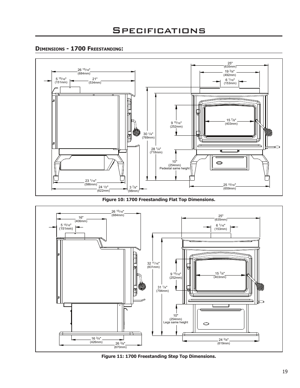 Specifications, 1700 f | Enviro Kodiak 1700 Fireplace Freestanding User Manual | Page 19 / 50