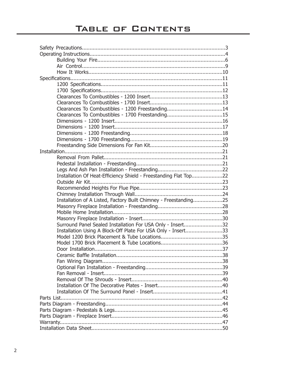 Enviro Kodiak 1700 Fireplace Freestanding User Manual | Page 2 / 50