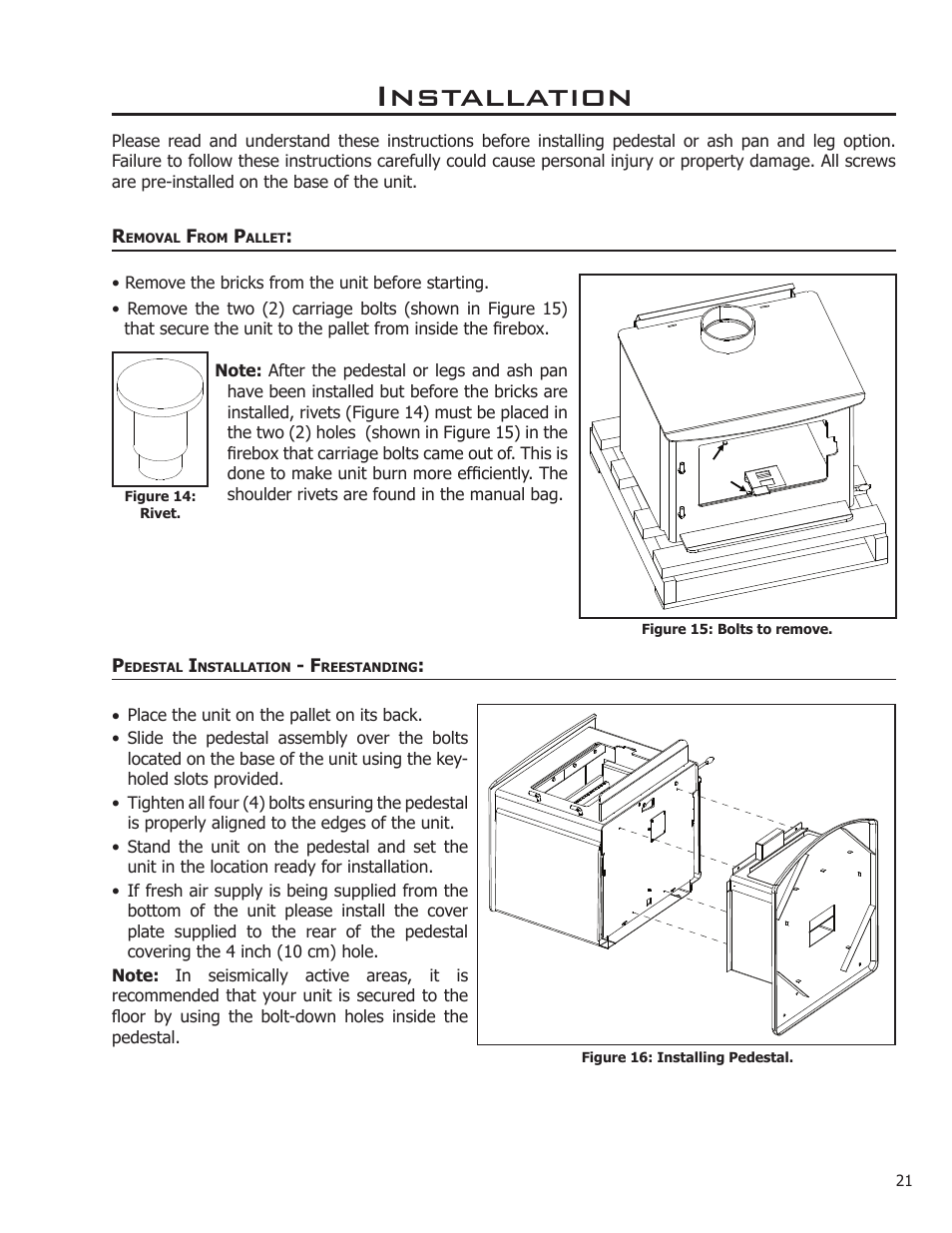 Installation | Enviro Kodiak 1700 Fireplace Freestanding User Manual | Page 21 / 50