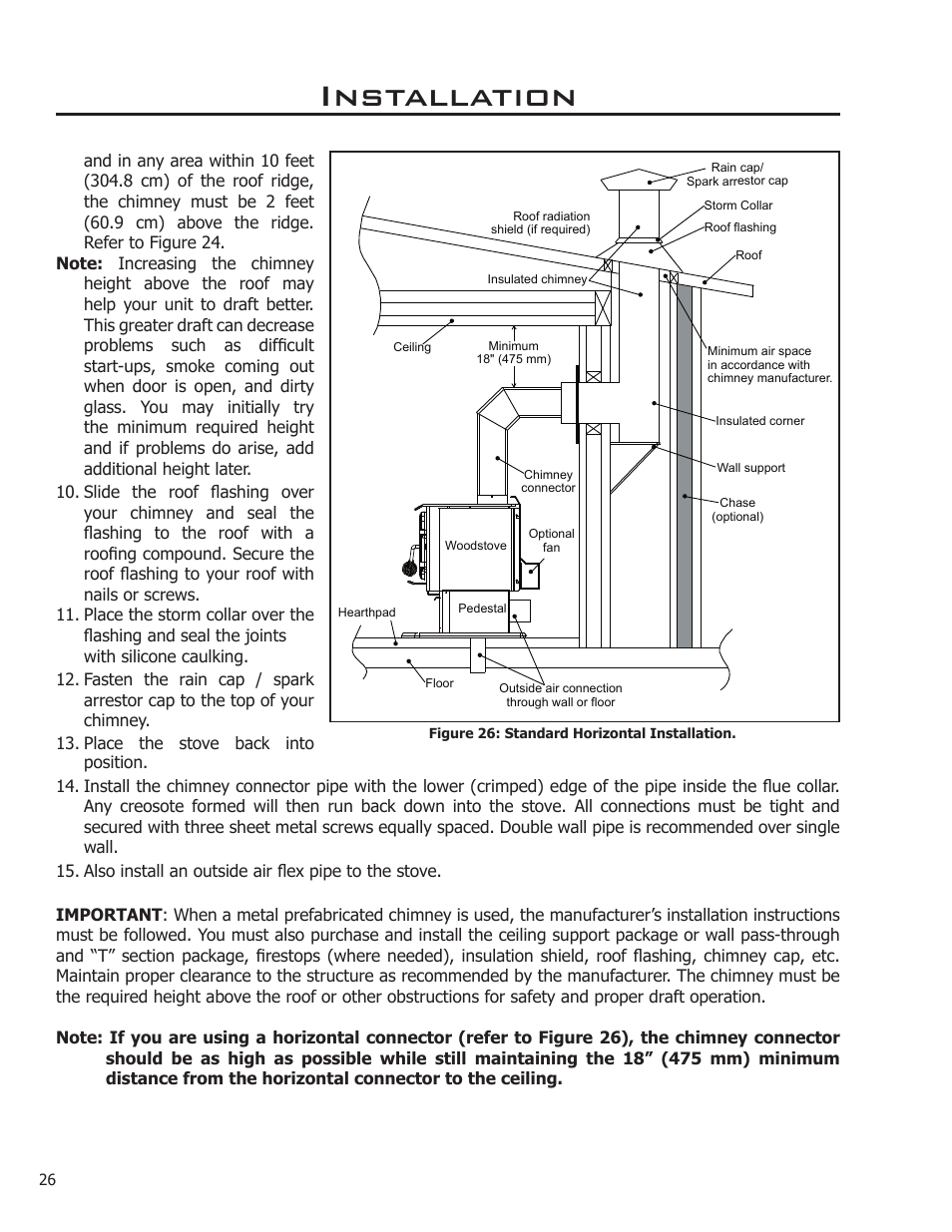 Installation | Enviro Kodiak 1700 Fireplace Freestanding User Manual | Page 26 / 50