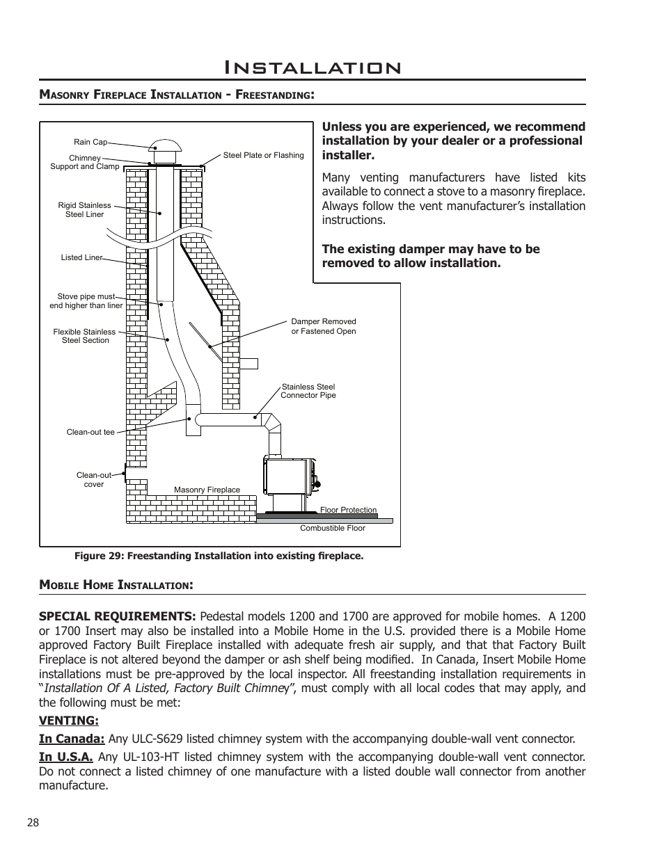 Installation | Enviro Kodiak 1700 Fireplace Freestanding User Manual | Page 28 / 50