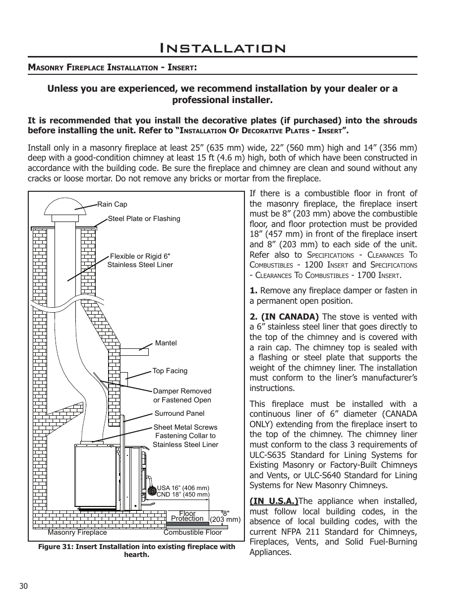 Installation | Enviro Kodiak 1700 Fireplace Freestanding User Manual | Page 30 / 50