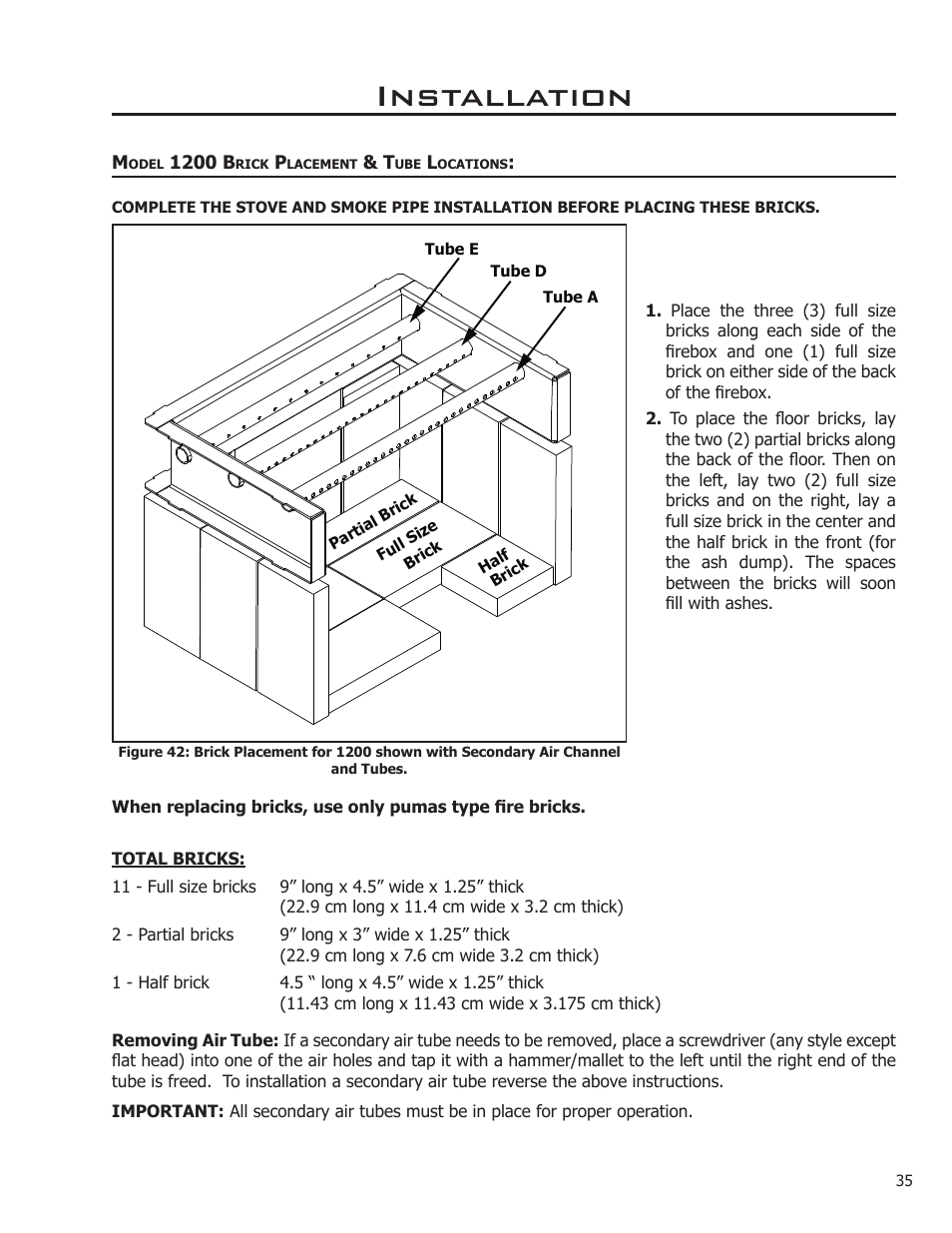 Installation | Enviro Kodiak 1700 Fireplace Freestanding User Manual | Page 35 / 50