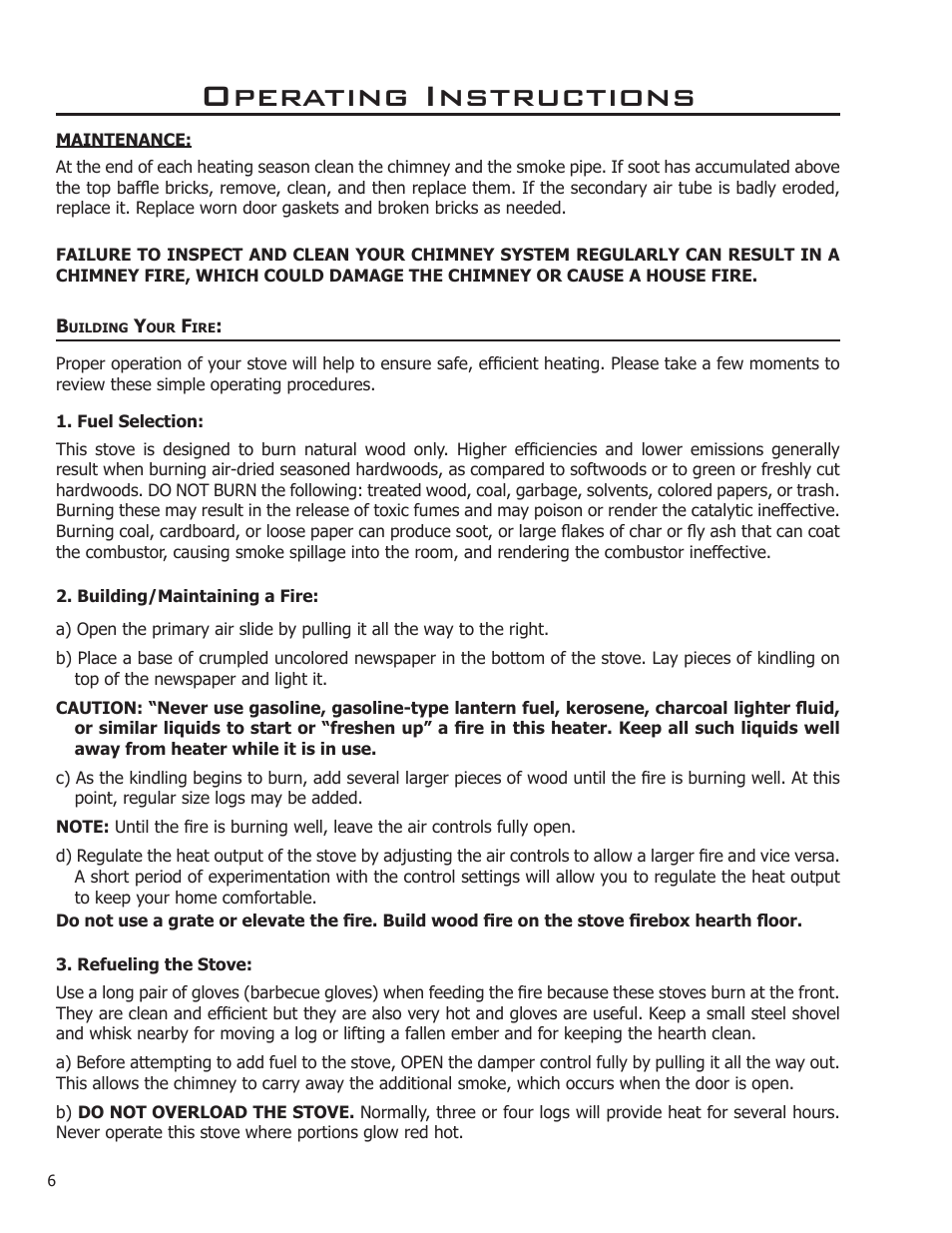 Operating instructions | Enviro Kodiak 1700 Fireplace Freestanding User Manual | Page 6 / 50