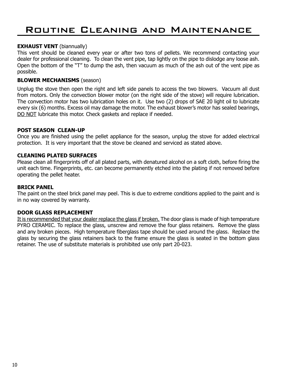 Routine cleaning and maintenance | Enviro C-10825 User Manual | Page 10 / 36