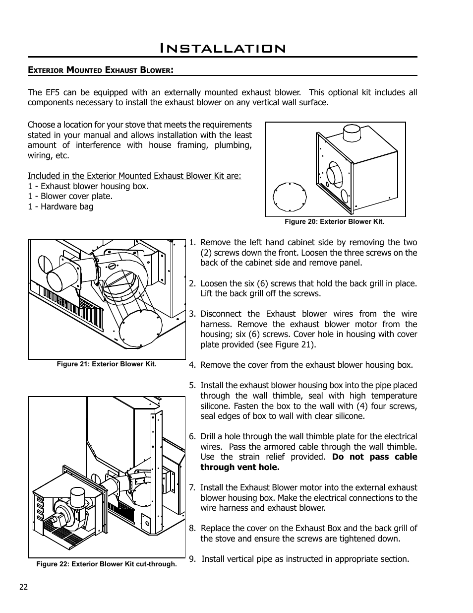 Exterior mounted exhaust blower, Installation | Enviro C-10825 User Manual | Page 22 / 36