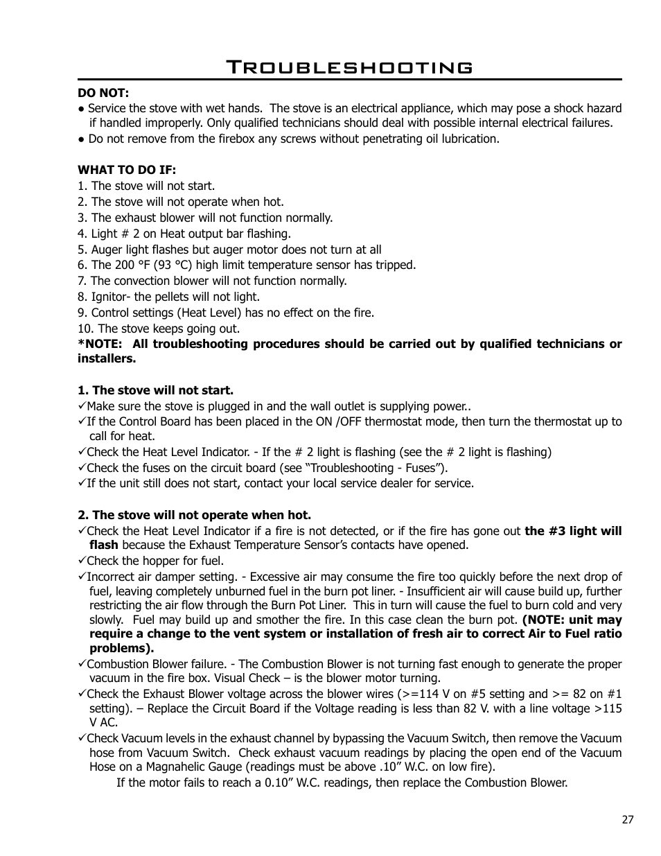 Troubleshooting | Enviro C-10825 User Manual | Page 27 / 36