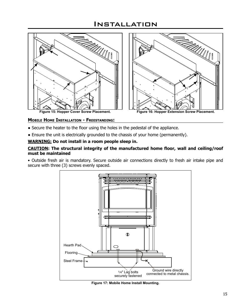 Mobile home installation - freestanding, Installation | Enviro Meridian User Manual | Page 15 / 44