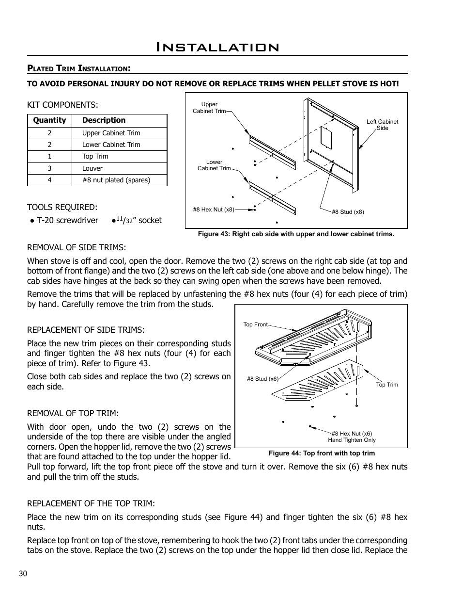 Plated trim installation, Installation | Enviro Meridian User Manual | Page 30 / 44