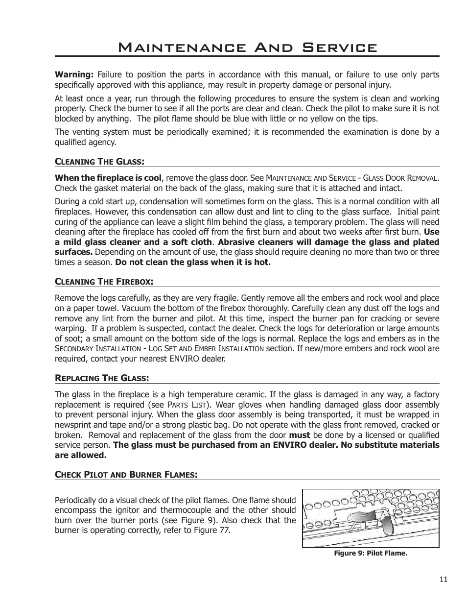 Maintenance and service | Enviro Sonnet C-11253 User Manual | Page 11 / 48