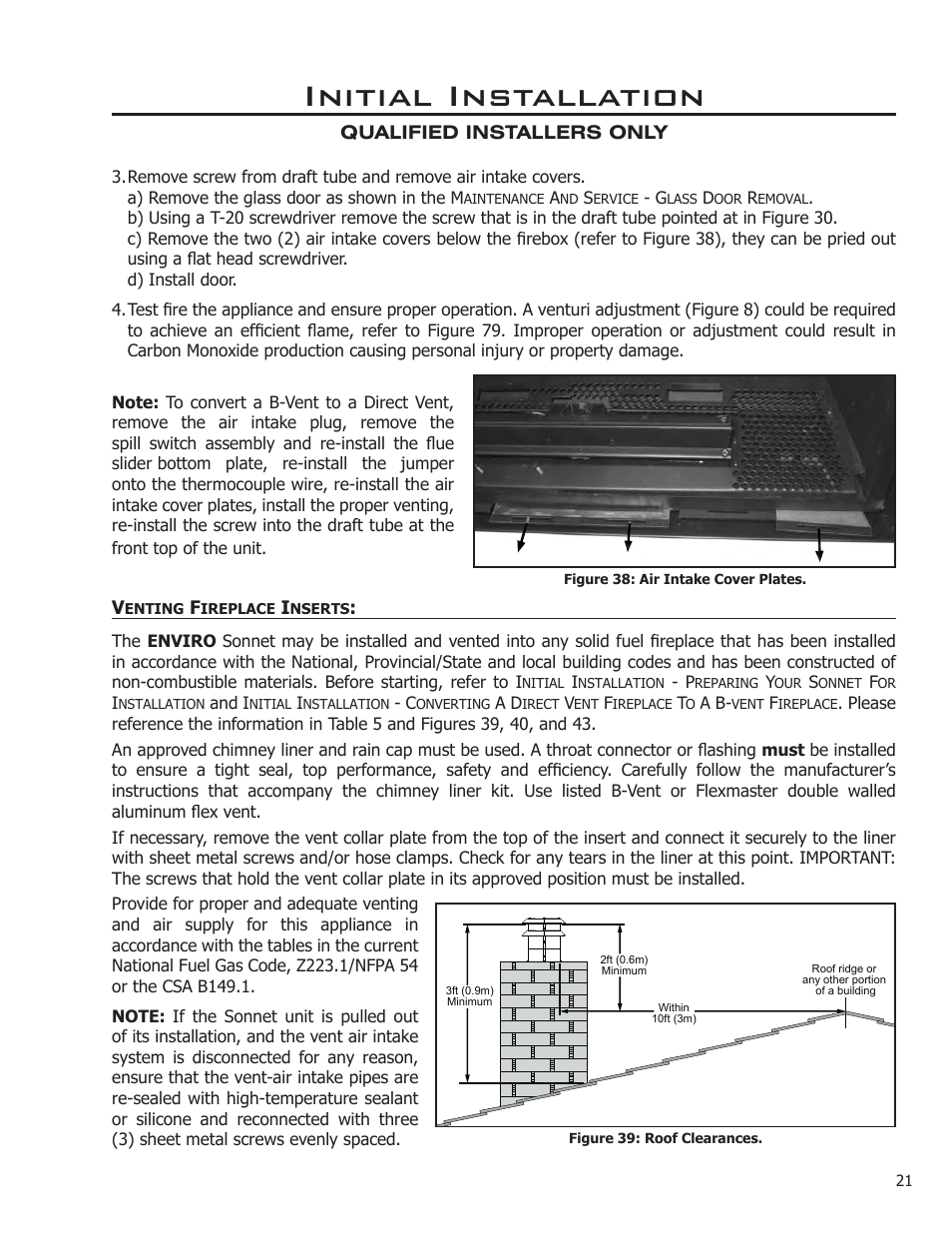 Initial installation | Enviro Sonnet C-11253 User Manual | Page 21 / 48