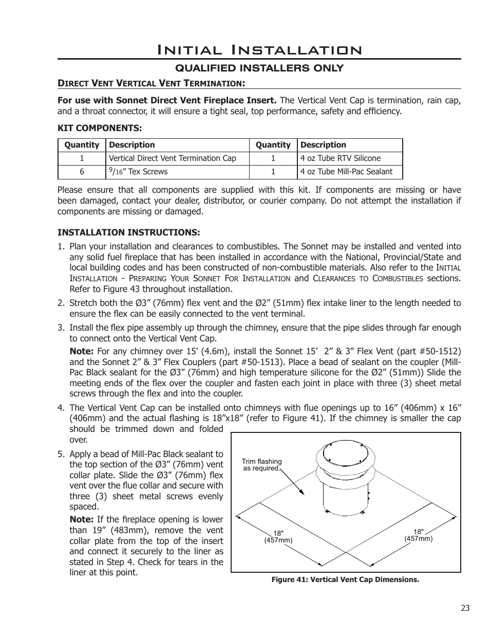 Initial installation | Enviro Sonnet C-11253 User Manual | Page 23 / 48