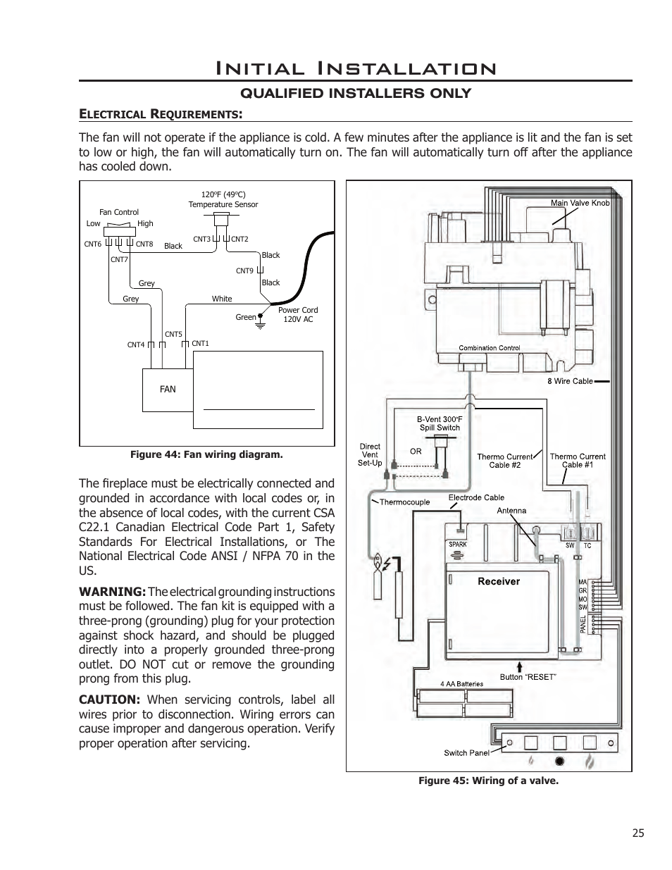 Initial installation, Qualified installers only e | Enviro Sonnet C-11253 User Manual | Page 25 / 48