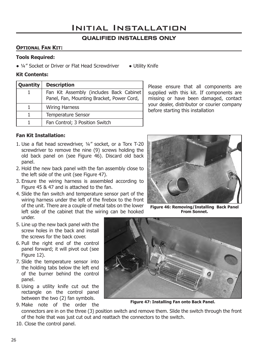 Initial installation | Enviro Sonnet C-11253 User Manual | Page 26 / 48