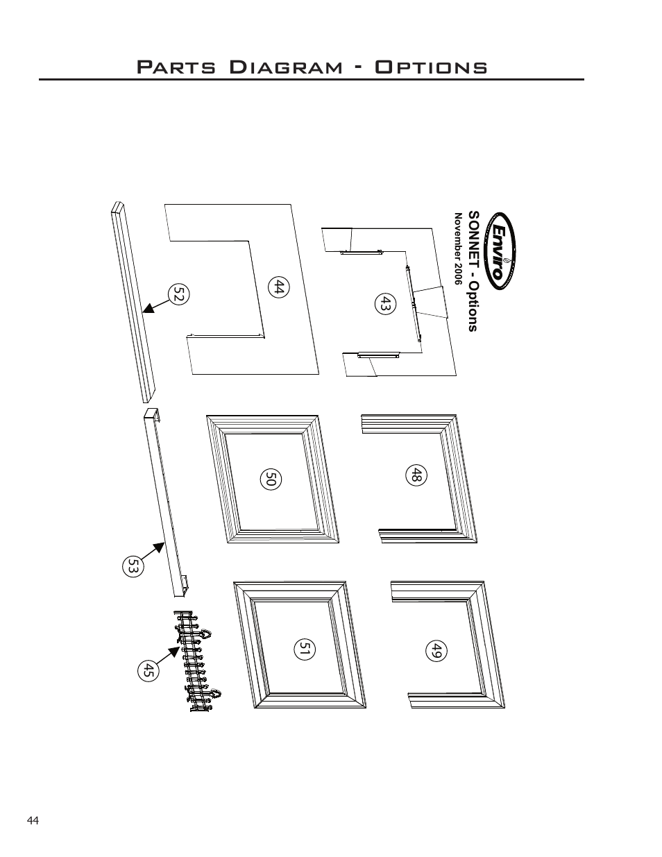 Parts diagram - options | Enviro Sonnet C-11253 User Manual | Page 44 / 48