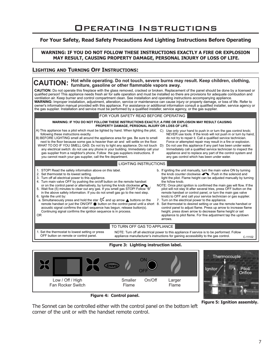 Operating instructions, Caution, Attention | Enviro Sonnet C-11253 User Manual | Page 7 / 48