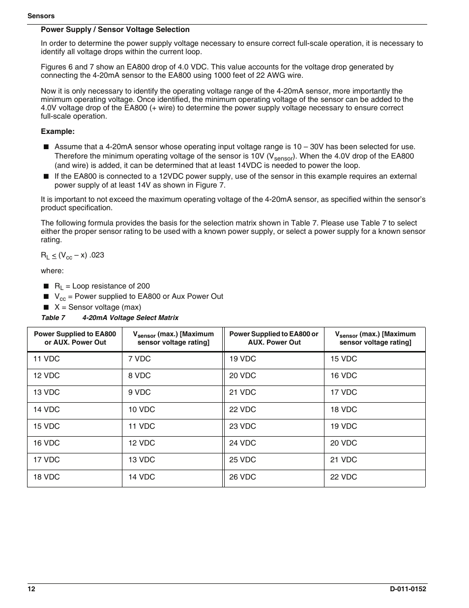 Power supply / sensor voltage selection | Enviro EA800 User Manual | Page 16 / 98