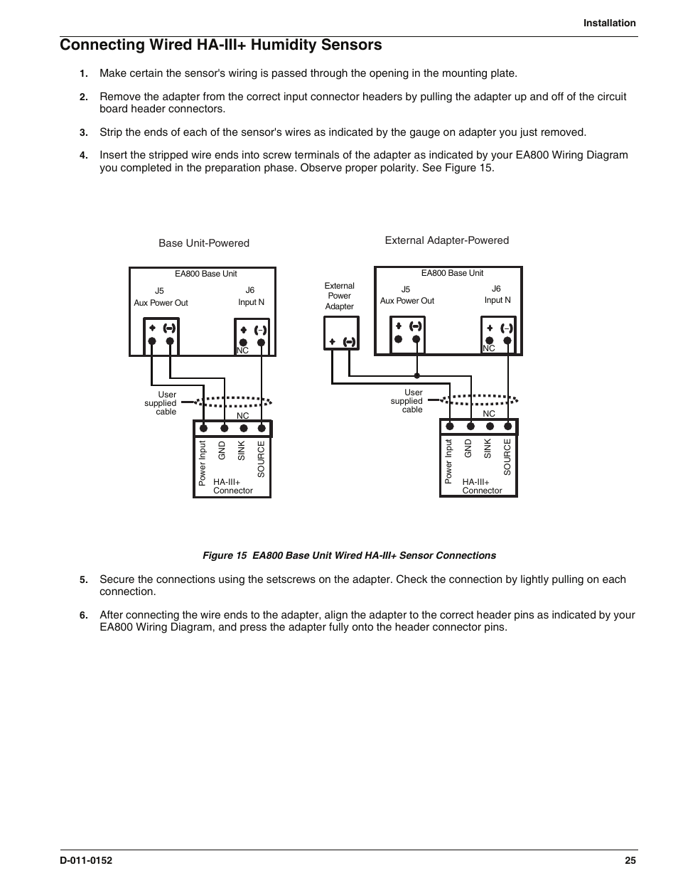 Connecting wired ha-iii+ humidity sensors | Enviro EA800 User Manual | Page 29 / 98