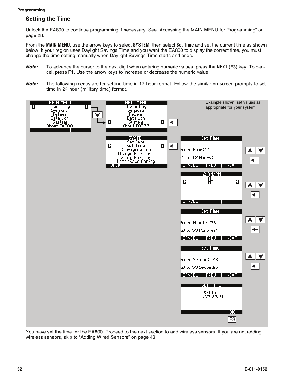 Setting the time | Enviro EA800 User Manual | Page 36 / 98