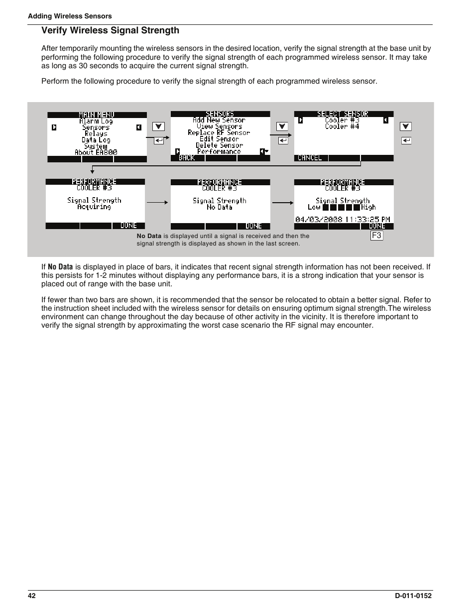 Verify wireless signal strength | Enviro EA800 User Manual | Page 46 / 98
