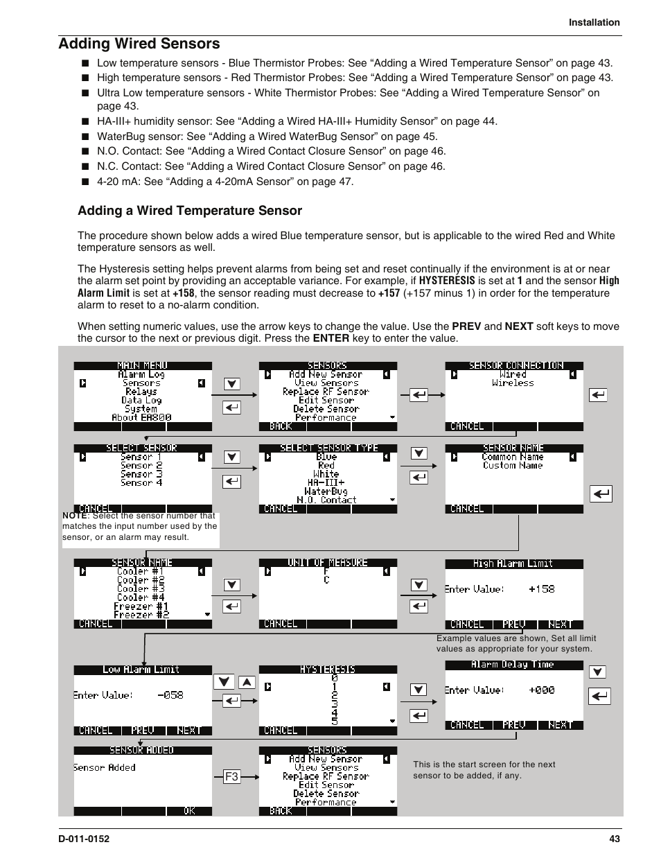 Adding wired sensors, Adding a wired temperature sensor | Enviro EA800 User Manual | Page 47 / 98