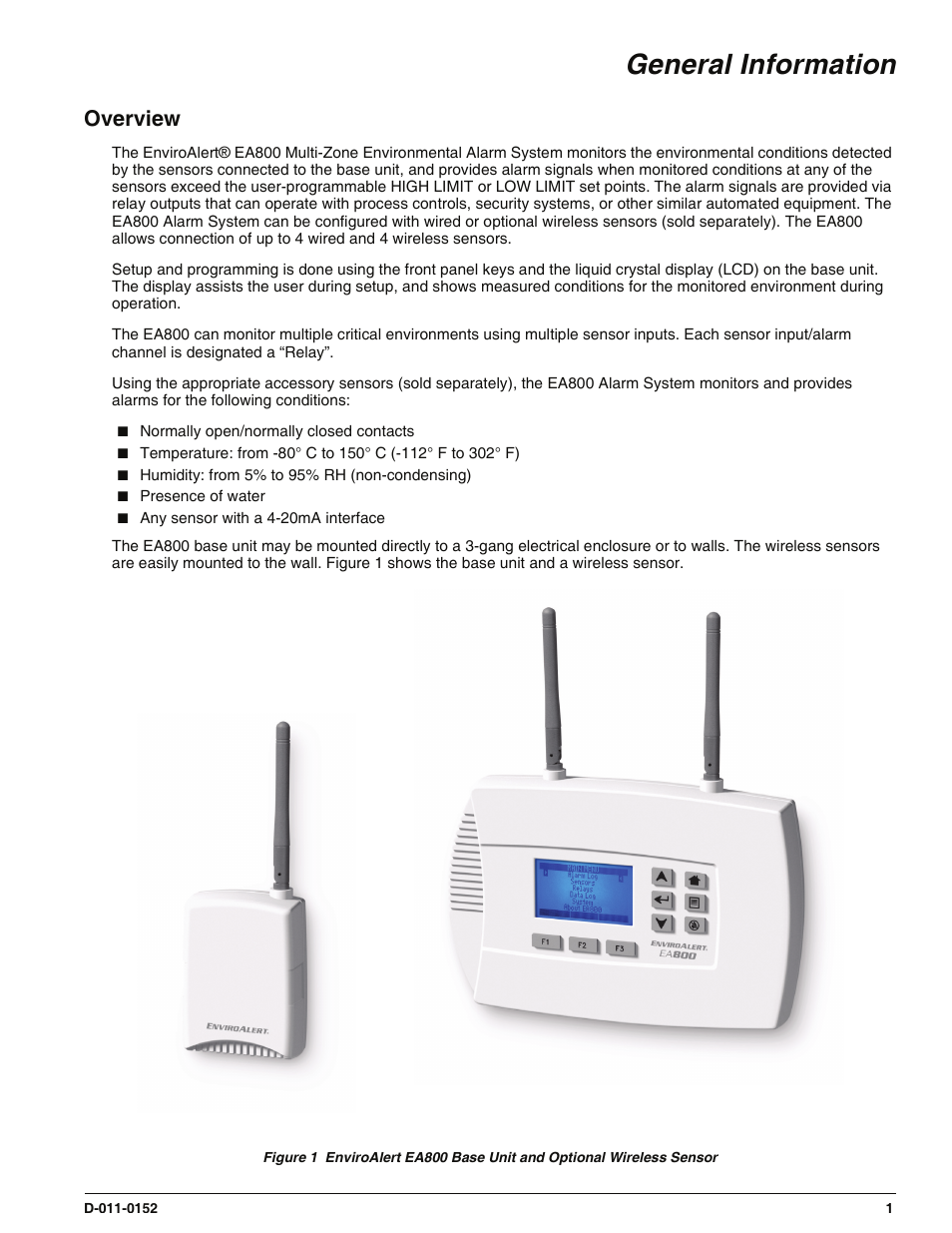 General information, Overview | Enviro EA800 User Manual | Page 5 / 98