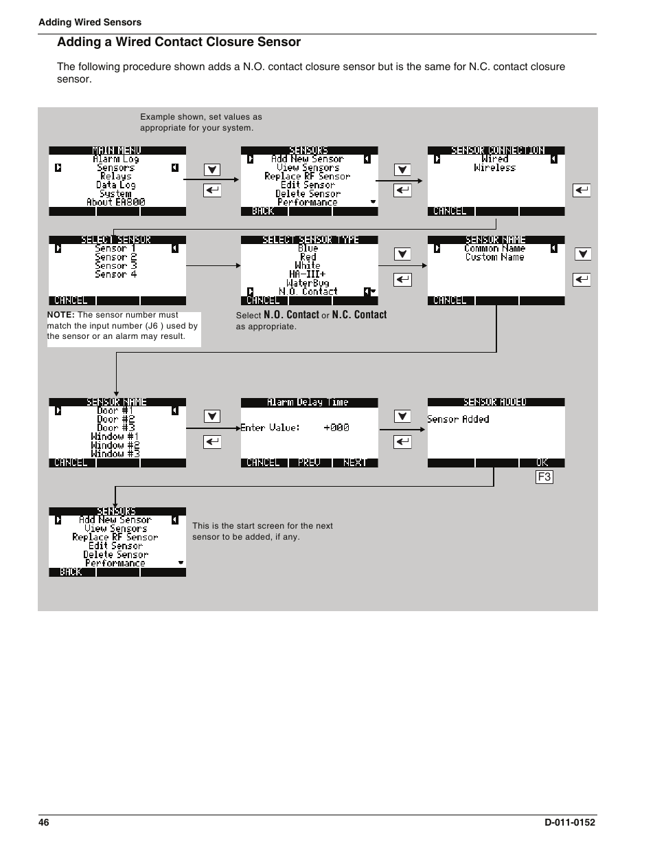 Adding a wired contact closure sensor | Enviro EA800 User Manual | Page 50 / 98