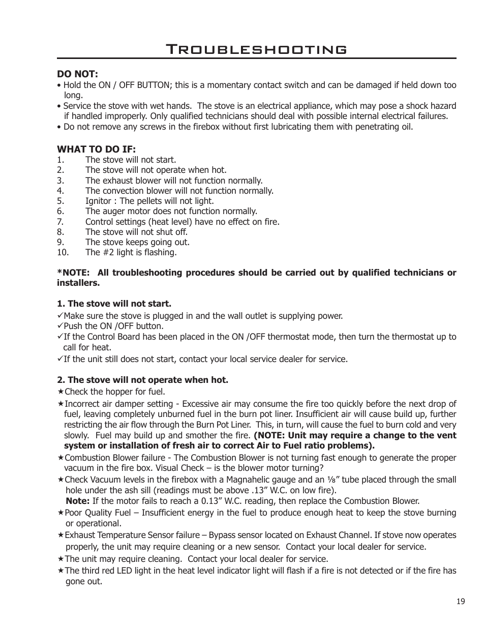 Troubleshooting | Enviro EF THERMO 28 User Manual | Page 19 / 27