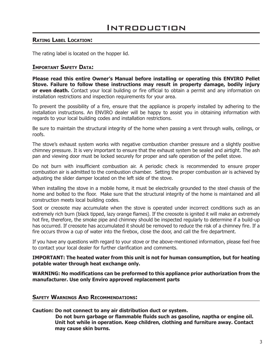 Introduction | Enviro EF THERMO 28 User Manual | Page 3 / 27