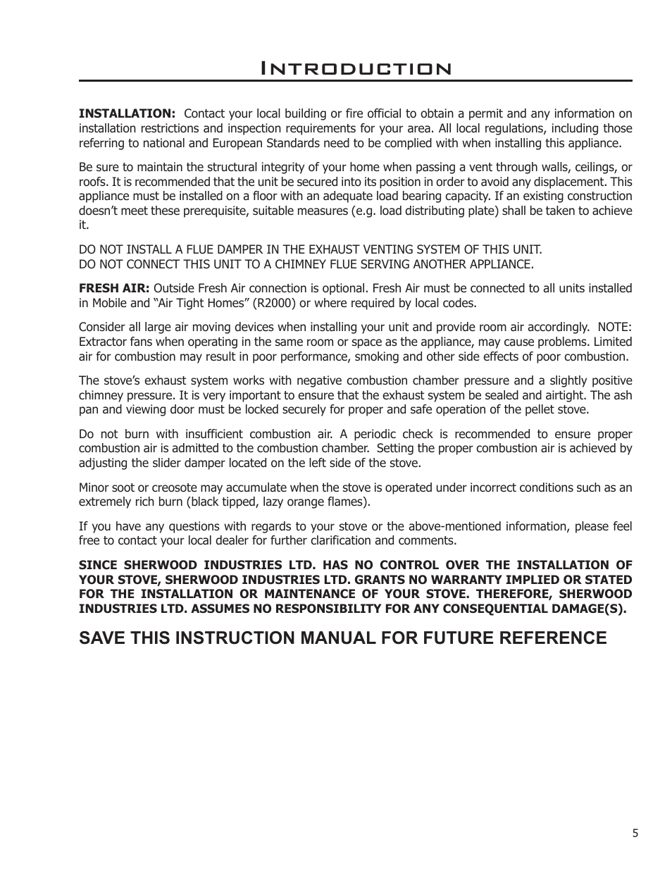 Introduction, Save this instruction manual for future reference | Enviro 50-1221 User Manual | Page 5 / 34