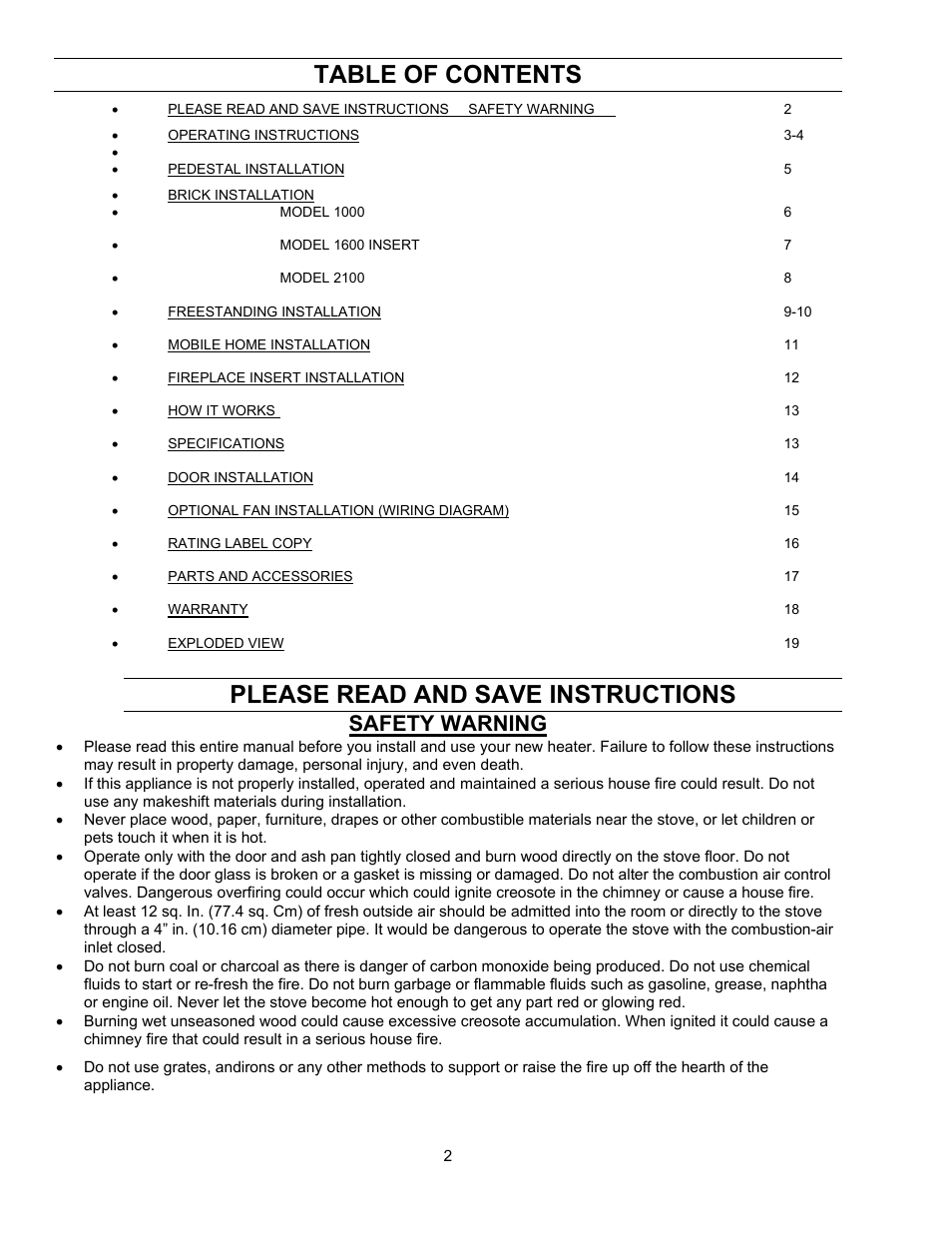 Enviro ENVIROFIRE 1600 User Manual | Page 2 / 19