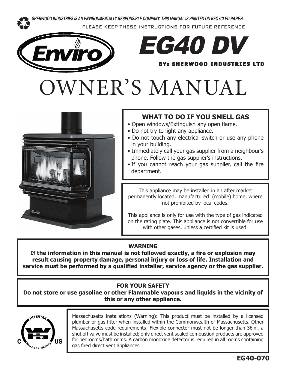 Enviro EG40-070 User Manual | 36 pages