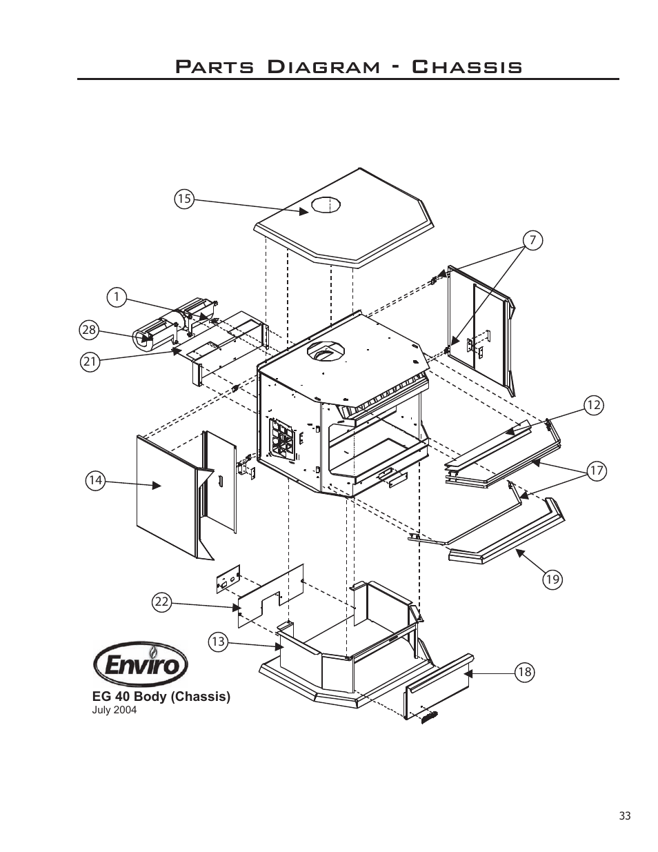 Parts diagram - chassis | Enviro EG40-070 User Manual | Page 33 / 36