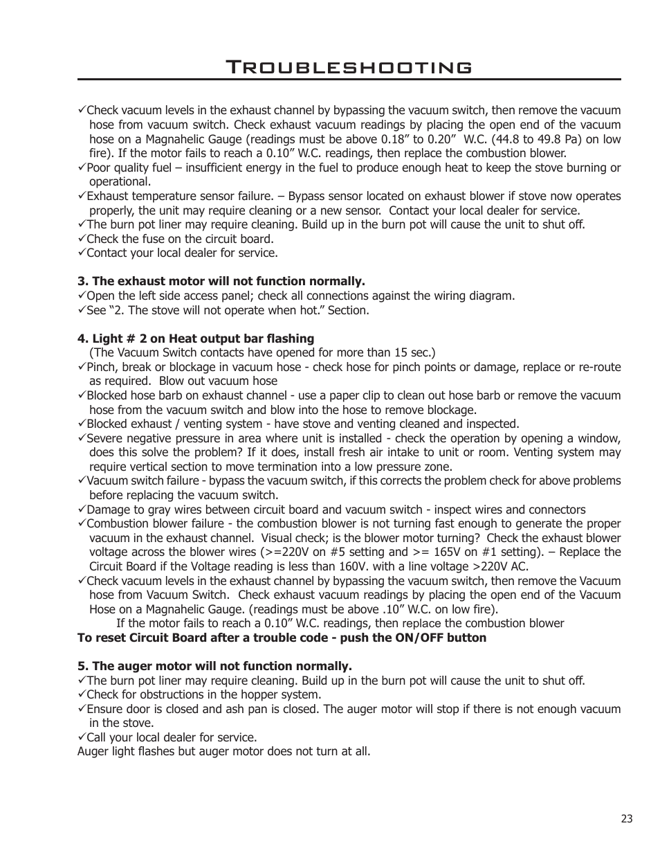 Troubleshooting | Enviro WINDSOR 50-1578 User Manual | Page 23 / 31