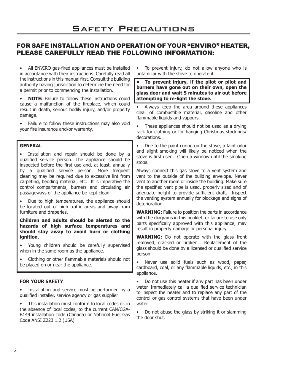 Safety precautions | Enviro Ascot User Manual | Page 2 / 40