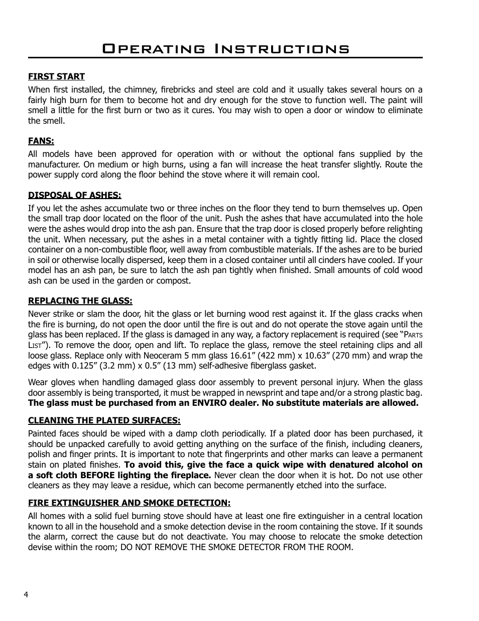 Operating instructions | Enviro Kodiak 1700 Freestanding User Manual | Page 4 / 45