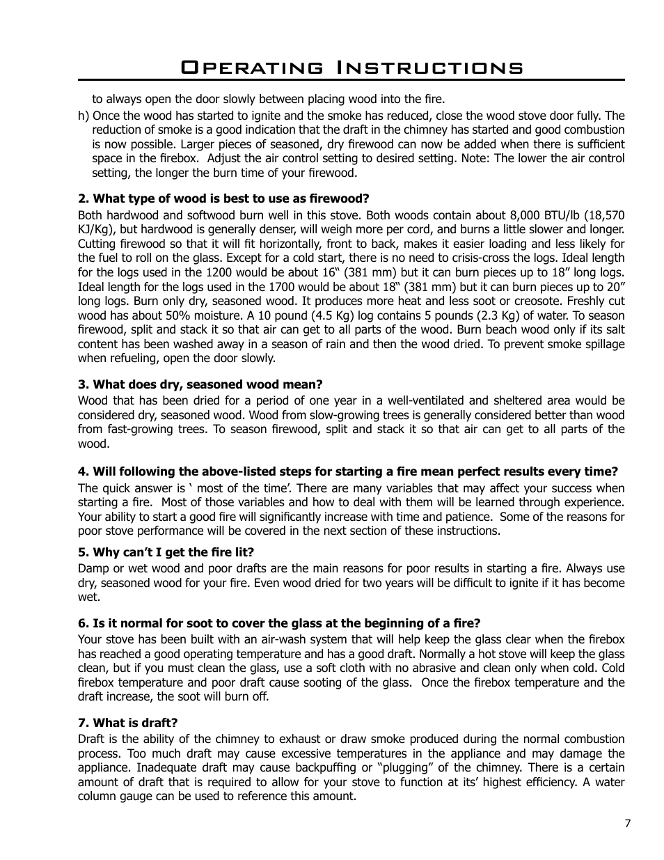 Operating instructions | Enviro Kodiak 1700 Freestanding User Manual | Page 7 / 45
